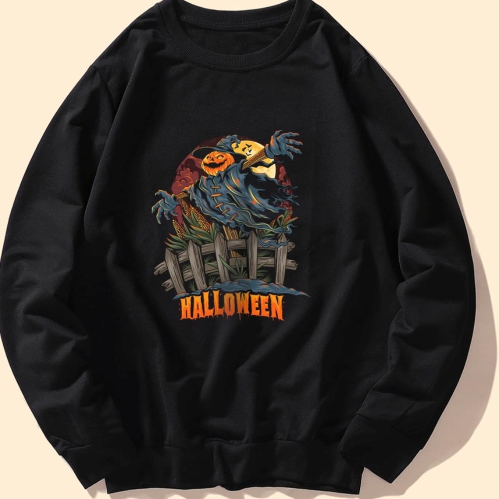 Halloween Letter Graphic Spooky Sweatshirt
